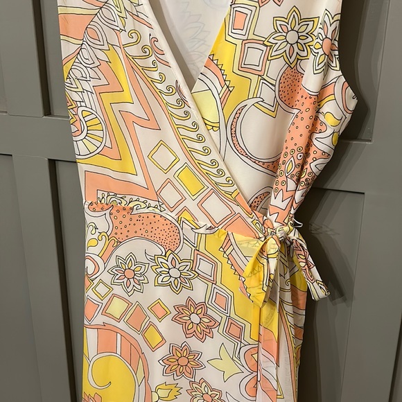 ModCloth Yellow Fits of Bliss Maxi Wrap Dress Retro Printed Size XL - Picture 8 of 12